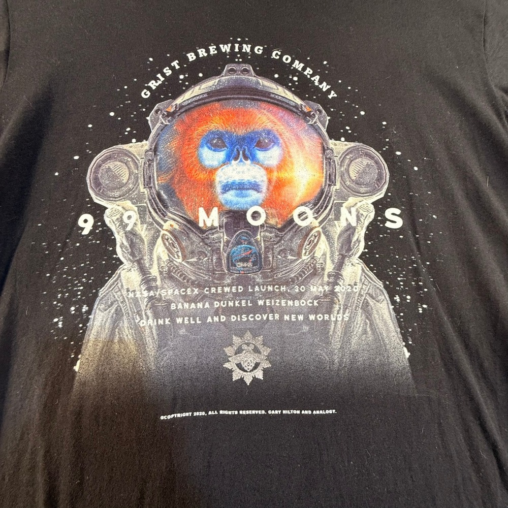 Grist Brewing‎ Company 99 Moons NASA SpaceX Launch T-Shirt Black Mens Large - Picture 3 of 7